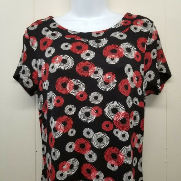 Hanna Andersson XS Dress Red Black Floral Ruffled Hem Maxi Modest Stretch - Picture 2 of 6